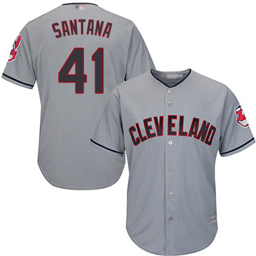 Youth Indians #41 Carlos Santana Grey Road Stitched Baseball Jersey