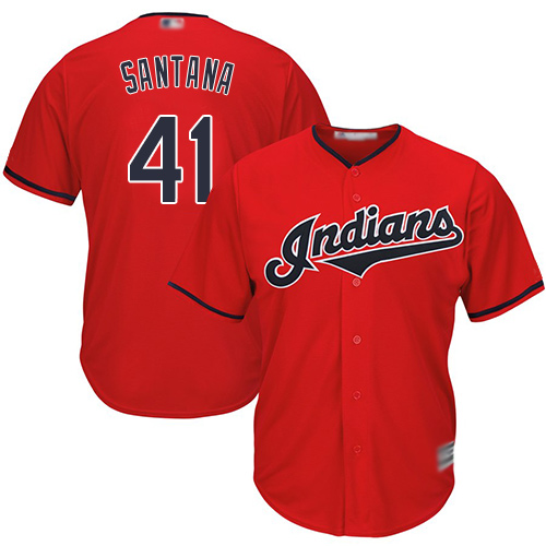 Youth Indians #41 Carlos Santana Red Alternate Stitched Baseball Jersey