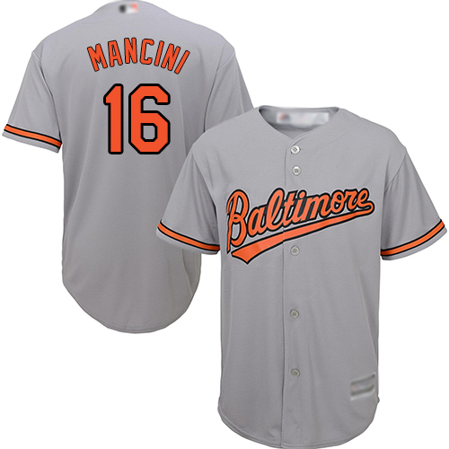 Youth Orioles #16 Trey Mancini Grey Cool Base Stitched Baseball Jersey