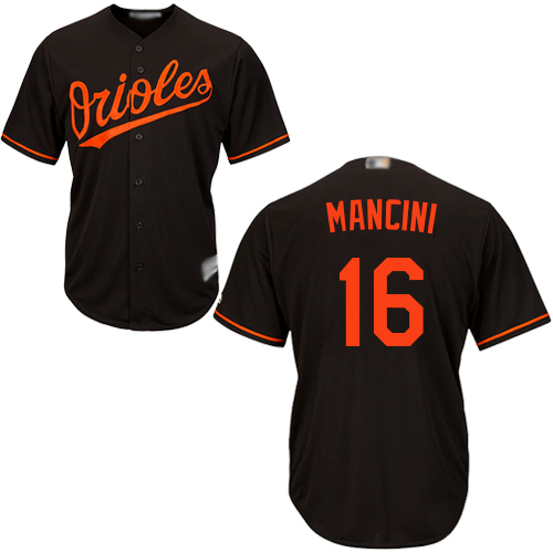 Youth Orioles #16 Trey Mancini Black Cool Base Stitched Baseball Jersey