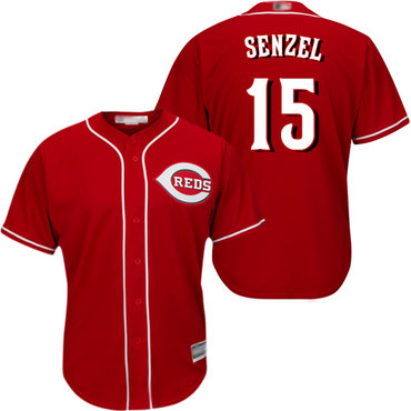 Youth Reds #15 Nick Senzel Red Cool Base Stitched Baseball Jersey
