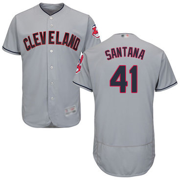 Indians #41 Carlos Santana Grey Flexbase Authentic Collection Stitched Baseball Jersey