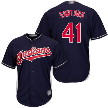 Indians #41 Carlos Santana Navy Blue New Cool Base Stitched Baseball Jersey