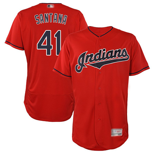 Indians #41 Carlos Santana Red Flexbase Authentic Collection Stitched Baseball Jersey