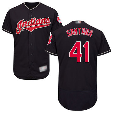 Indians #41 Carlos Santana Navy Blue Flexbase Authentic Collection Stitched Baseball Jersey