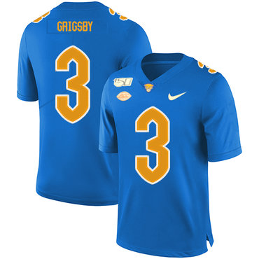 Pittsburgh Panthers 3 Nicholas Grigsby Blue 150th Anniversary Patch Nike College Football Jersey