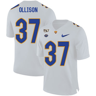 Pittsburgh Panthers 37 Qadree Ollison White 150th Anniversary Patch Nike College Football Jersey