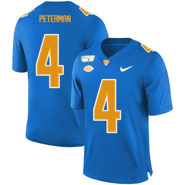 Pittsburgh Panthers 4 Nathan Peterman Blue 150th Anniversary Patch Nike College Football Jersey