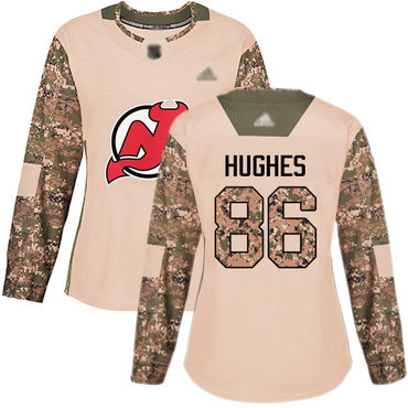 Devils #86 Jack Hughes Camo Authentic 2017 Veterans Day Women's Stitched Hockey Jersey