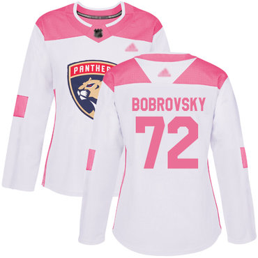 Panthers #72 Sergei Bobrovsky White Pink Authentic Fashion Women's Stitched Hockey Jersey