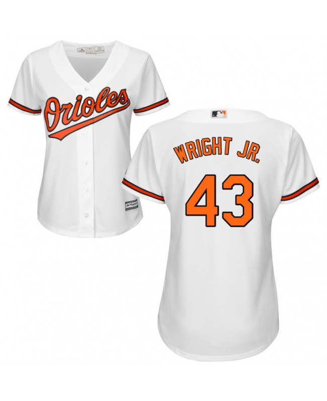 Women's Majestic Baltimore Orioles #43 Mike Wright Jr. Authentic White Home Cool Base Jersey