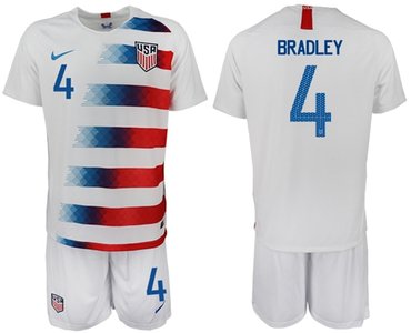 USA #4 Bradley Home Soccer Country Jersey