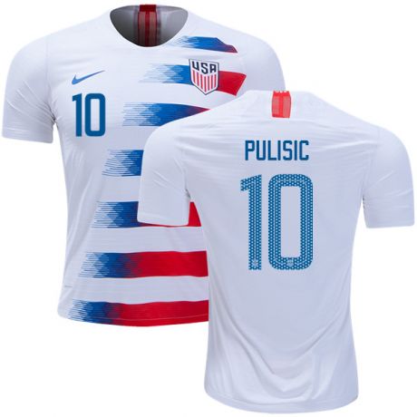 Men's Christian Pulisic USA Soccer Jersey - 2018 #10 White Home Short Shirt