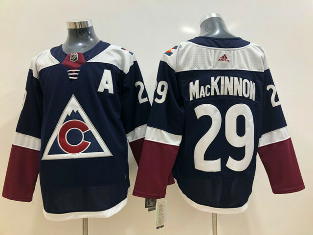 New AD Men's Colorado Avalanche #29 Nathan MacKinnon Hockey Dark Blue Jersey