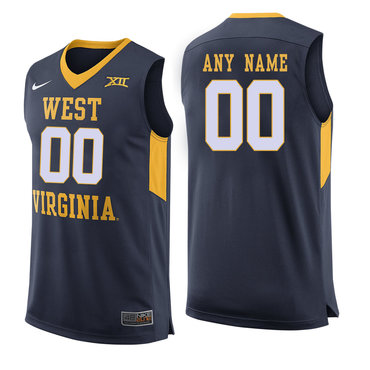 West Virginia Mountaineers Navy Men's Customized College Basketball Jersey