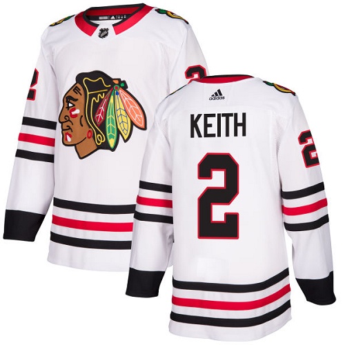 Men's Adidas Chicago Blackhawks #2 Duncan Keith White Road Authentic Stitched Hockey Jersey
