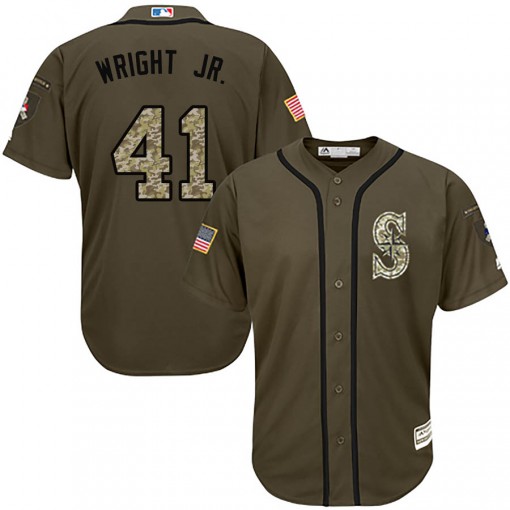 Youth Seattle Mariners #41 Mike Wright Jr. Replica Green Salute to Service Jersey