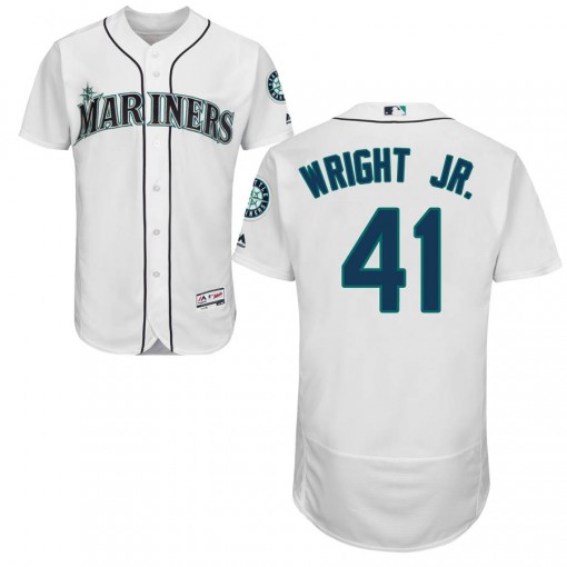 Youth Seattle Mariners #41 Mike Wright Jr. Authentic White Flex Base Home Collection Jersey