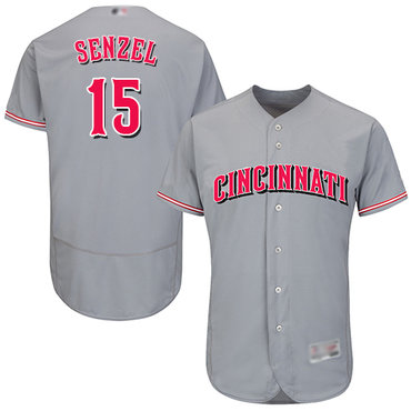 Reds #15 Nick Senzel Grey Flexbase Authentic Collection Stitched Baseball Jersey