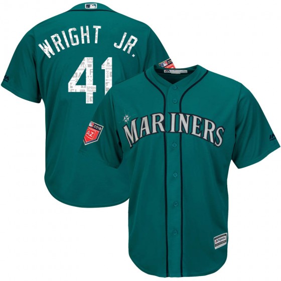 Men's Authentic Seattle Mariners #41 Mike Wright Jr. Majestic Cool Base 2018 Spring Training Aqua Jersey