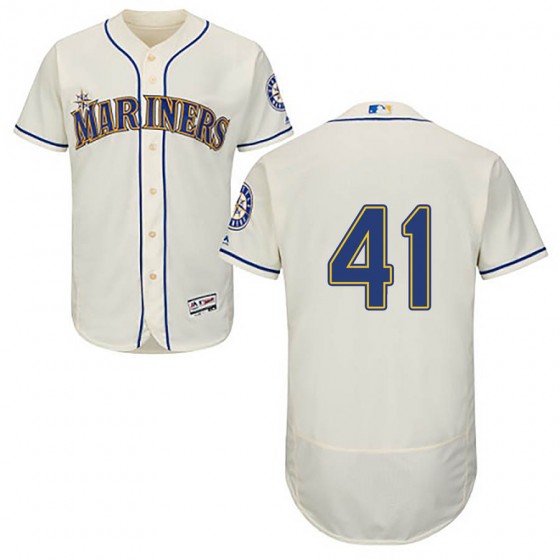 Men's Authentic Seattle Mariners #41 Mike Wright Jr. Majestic Flex Base Alternate Collection Cream Jersey