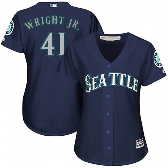 Women's Authentic Seattle Mariners #41 Mike Wright Jr. Majestic Cool Base Alternate Navy Jersey