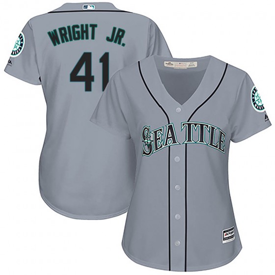 Women's Authentic Seattle Mariners #41 Mike Wright Jr. Majestic Cool Base Road Gray Jersey