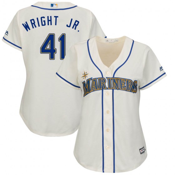Women's Authentic Seattle Mariners #41 Mike Wright Jr. Majestic Cool Base Alternate Cream Jersey