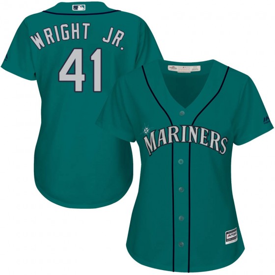 Women's Authentic Seattle Mariners #41 Mike Wright Jr. Majestic Cool Base Alternate Green Jersey