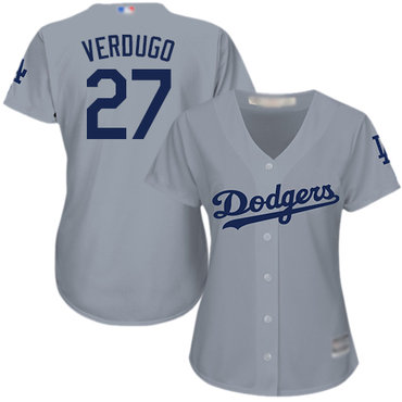 Dodgers #27 Alex Verdugo Grey Alternate Road Women's Stitched Baseball Jersey