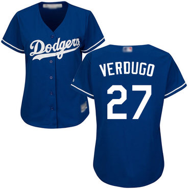 Dodgers #27 Alex Verdugo Blue Alternate Women's Stitched Baseball Jersey