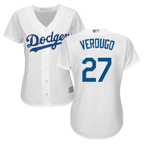 Dodgers #27 Alex Verdugo White Home Women's Stitched Baseball Jersey