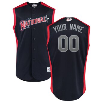 Men's National League Majestic Navy Red 2019 MLB All-Star Game Workout Custom Jersey
