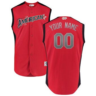 Men's American League Majestic Red Navy 2019 MLB All-Star Game Workout Custom Jersey