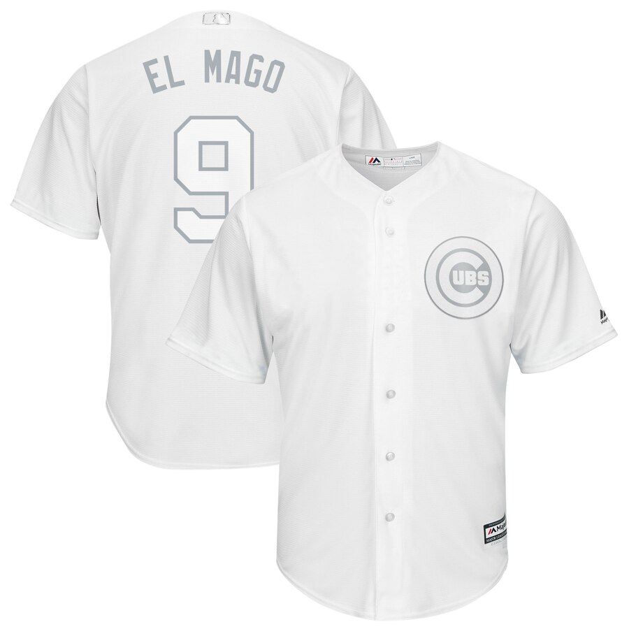 Men's Chicago Cubs 9 Javier Baez El Mago White 2019 Players' Weekend Player Jersey