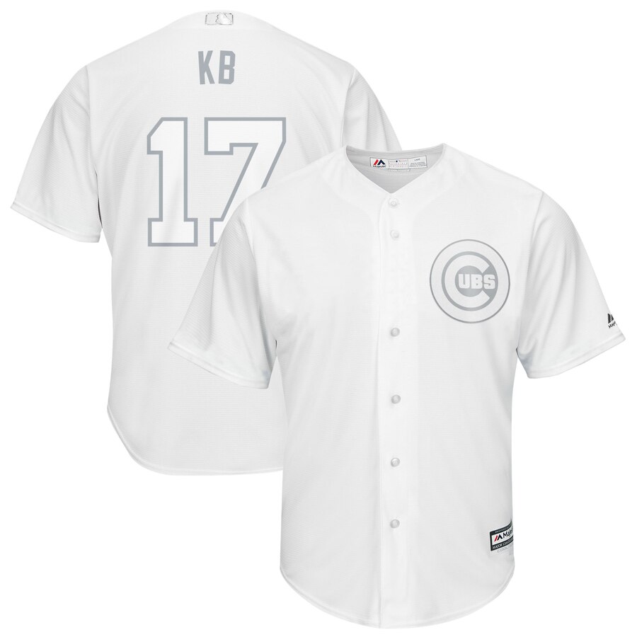 Men's Chicago Cubs 17 Kris Bryant KB White 2019 Players' Weekend Player Jersey