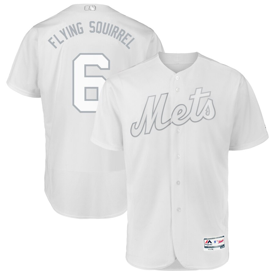 Men's New York Mets 6 Jeff McNeil Flying Squirrel White 2019 Players' Weekend Authentic Player Jersey
