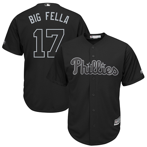 Phillies #17 Rhys Hoskins Black Big Fella Players Weekend Cool Base Stitched Baseball Jersey