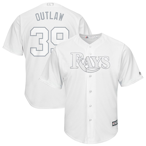 Rays #39 Kevin Kiermaier White Outlaw Players Weekend Cool Base Stitched Baseball Jersey
