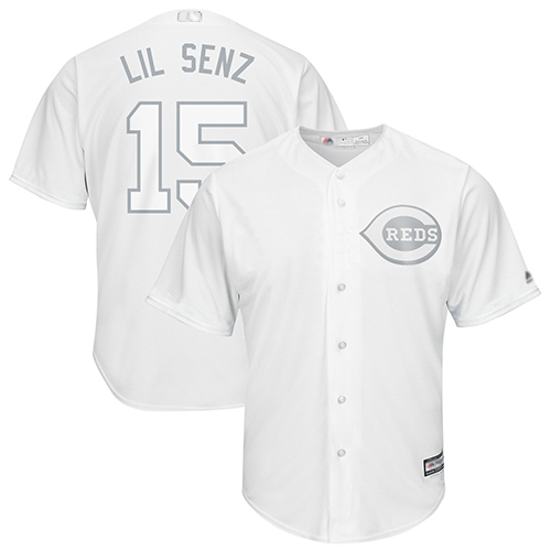 Reds #15 Nick Senzel White Lil Senz Players Weekend Cool Base Stitched Baseball Jersey