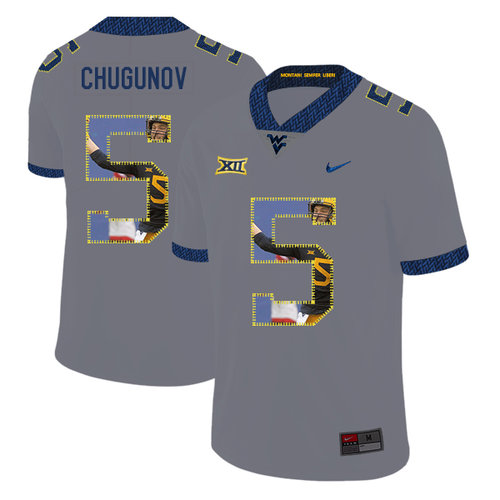 West Virginia Mountaineers 5 Chris Chugunov Gray Fashion College Football Jersey