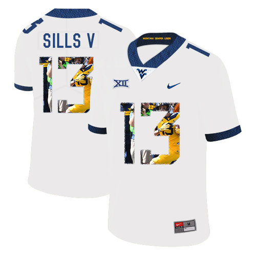West Virginia Mountaineers 13 David Sills V White Fashion College Football Jersey
