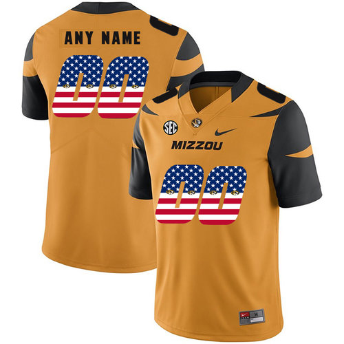 Missouri Tigers Customized Gold USA Flag Nike College Football Jersey
