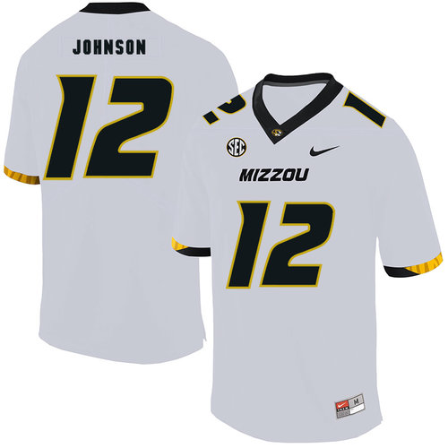 Missouri Tigers 12 Johnathon Johnson White Nike College Football Jersey