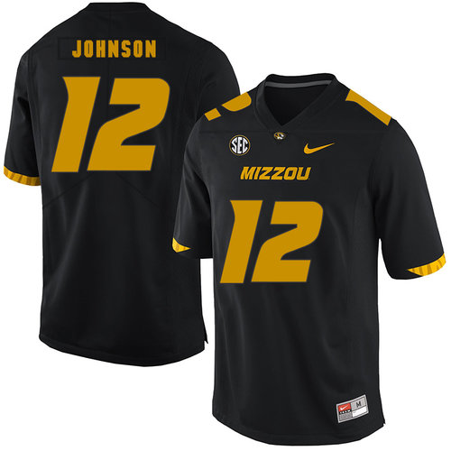 Missouri Tigers 12 Johnathon Johnson Black Nike College Football Jersey