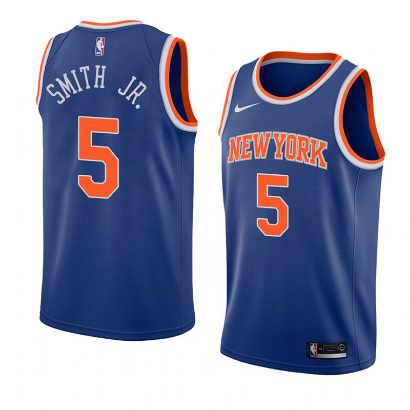 Nike Knicks #5 Dennis Smith Jr.NBA Swingman Blue Icon Edition Jersey