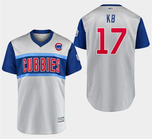 Men's Chicago Cubs 17 Kris Bryant Kb Gray 2019 MLB Little League Classic Player Jersey