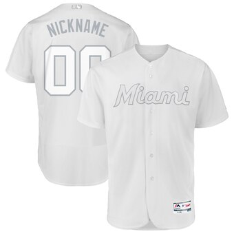 Miami Marlins Majestic 2019 Players' Weekend Flex Base Authentic Roster Custom White Jersey