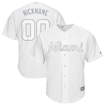 Miami Marlins Majestic 2019 Players' Weekend Cool Base Roster Custom White Jersey