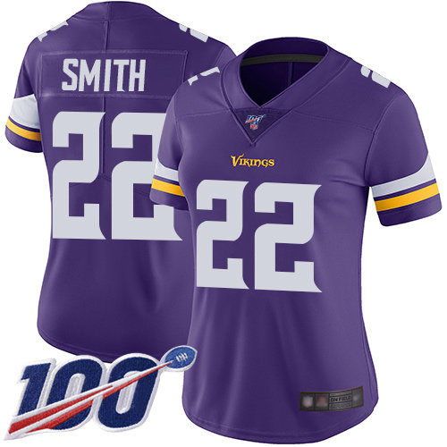 Nike Vikings #22 Harrison Smith Purple Team Color Women's Stitched NFL 100th Season Vapor Limited Jersey